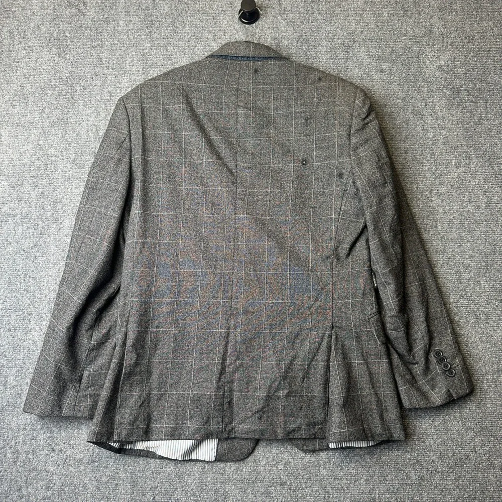 Banana Republic Blazer Mens 38S Gray Windowpane Wool Marzotto Italian Fabric